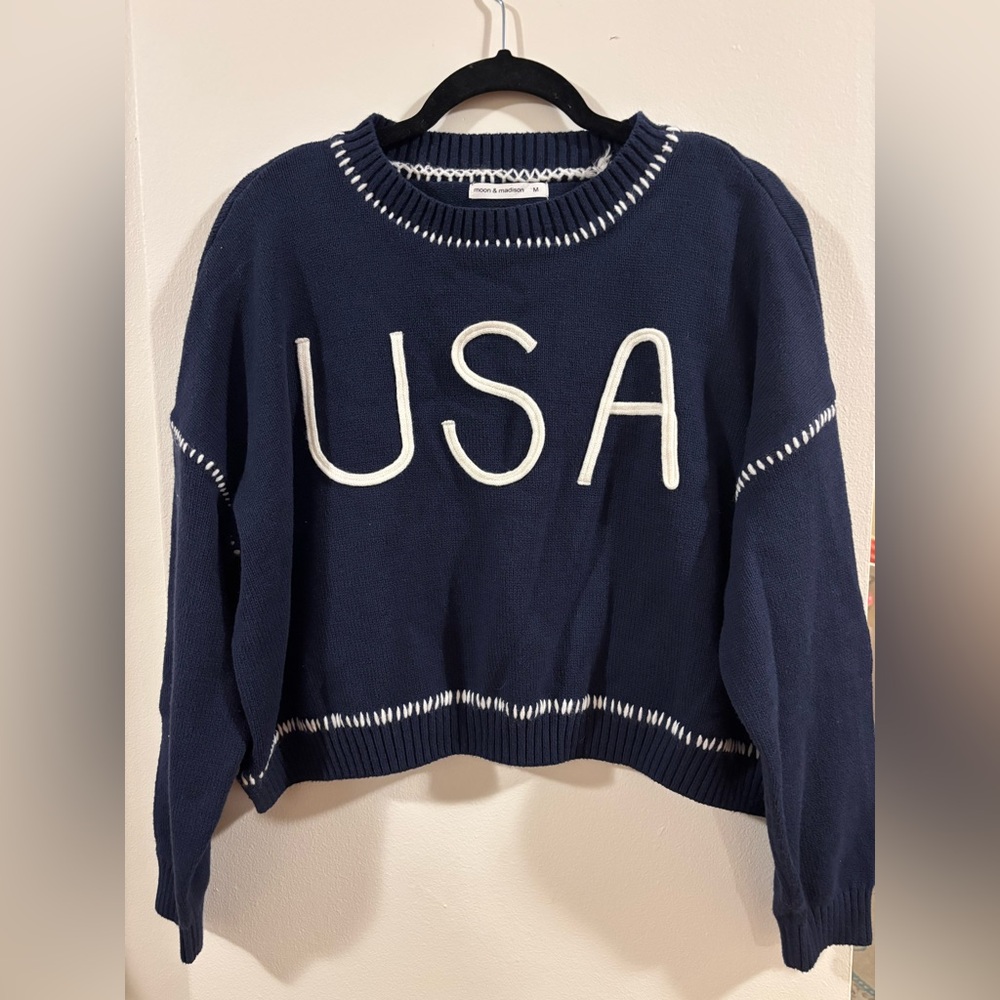 moon & madison Navy Blue USA Sweater
